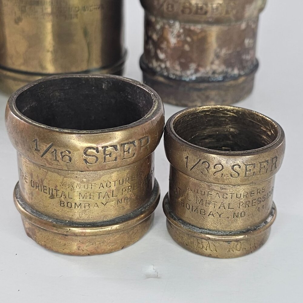Vintage Brass Seer Measures Oriental Metal Pressing Works Bombay India Punjab - Picture 12 of 16